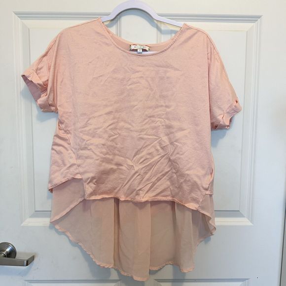Eri + Ali Tops - Eri + Ali Blouse Shirt Women's Small Anthropologie Peach Sheer Train Split Back